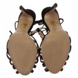 Charlotte Olympia Black Suede Gummi Bear Ankle Strap Sandals Size 36