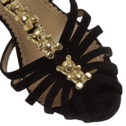 Charlotte Olympia Black Suede Gummi Bear Ankle Strap Sandals Size 36