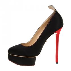 Charlotte Olympia Black Suede Josephine Platform Pumps  Size 38