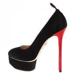 Charlotte Olympia Black Suede Josephine Platform Pumps  Size 38