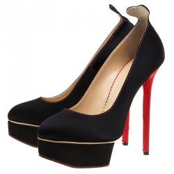Charlotte Olympia Black Suede Josephine Platform Pumps  Size 38