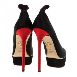 Charlotte Olympia Black Suede Josephine Platform Pumps  Size 38