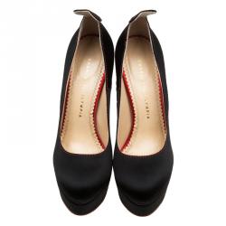 Charlotte Olympia Black Suede Josephine Platform Pumps  Size 38