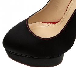 Charlotte Olympia Black Suede Josephine Platform Pumps  Size 38