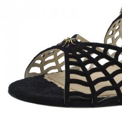 Charlotte Olympia Black Suede Miss Muffet Flat Sandals Size 36