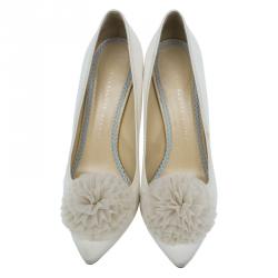 Pre Owned حذاء كعب عالي شارلوت أوليمبيا ديزيريه  بوم بوم ستان كريمي وتول مقاس 41