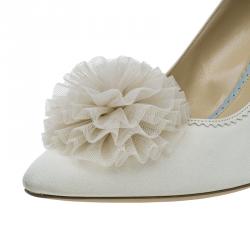 Pre Owned حذاء كعب عالي شارلوت أوليمبيا ديزيريه  بوم بوم ستان كريمي وتول مقاس 41