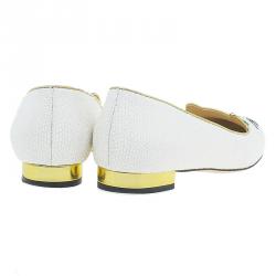 مملوكة مسبقًا حذاء سليبرز شارلوت أوليمبيا سموكينغ رافية بيضاء كيتي مقاس 39