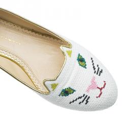 مملوكة مسبقًا حذاء سليبرز شارلوت أوليمبيا سموكينغ رافية بيضاء كيتي مقاس 39