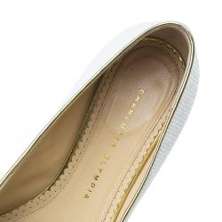 مملوكة مسبقًا حذاء سليبرز شارلوت أوليمبيا سموكينغ رافية بيضاء كيتي مقاس 39