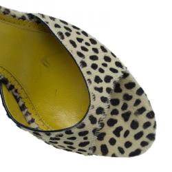 Charlotte Olympia Leopard Pony Hair Chain Ankle Strap Sandals Size 40