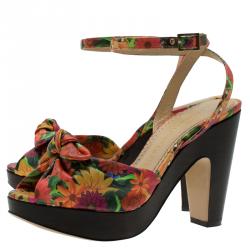 Charlotte Olympia Muticolor Leather Mansfield Frida Platform Sandals Size 37.5