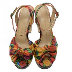 Charlotte Olympia Muticolor Leather Mansfield Frida Platform Sandals Size 37.5