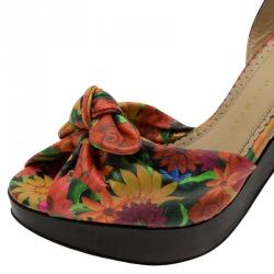 Charlotte Olympia Muticolor Leather Mansfield Frida Platform Sandals Size 37.5