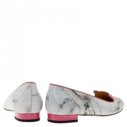 Pre Owned Charlotte Olympia Marble Kitty Flats Size 38