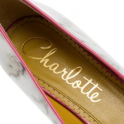 Pre Owned Charlotte Olympia Marble Kitty Flats Size 38