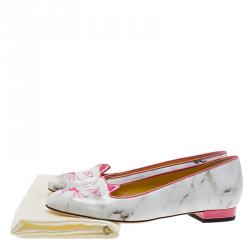 Pre Owned Charlotte Olympia Marble Kitty Flats Size 38