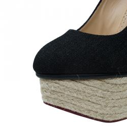 مملوكة مسبقًا صندل شارلوت أوليمبيا كانفاس أسود نعل روكي إسبادريل مقاس 39.5