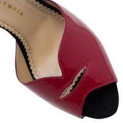 Pre Owned Charlotte Olympia Red Patent Kiss Me Ankle Strap Platform Sandals Size 39.5