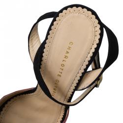 Pre Owned Charlotte Olympia Red Patent Kiss Me Ankle Strap Platform Sandals Size 39.5