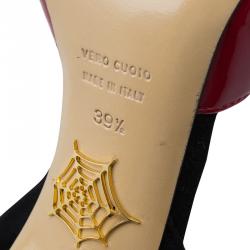 Pre Owned Charlotte Olympia Red Patent Kiss Me Ankle Strap Platform Sandals Size 39.5