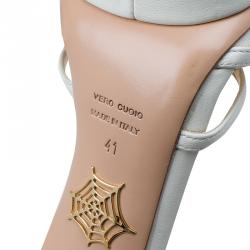 Charlotte Olympia Cream Studded Leather Ankle Strap Platform Sandals Size 41