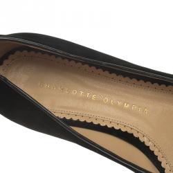 مملوكة مسبقًا حذاء فلات شارلوت اوليمبيا كيتي قطيفة أسود مقاس 36