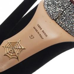 Pre Owned Charlotte Olympia Black Suede Dolly Platform Pumps Size 37