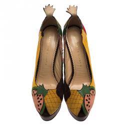 Charlotte Olympia Multicolor Leather Tutti Fruity Platform Pumps Size 39