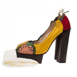 Charlotte Olympia Multicolor Leather Tutti Fruity Platform Pumps Size 39