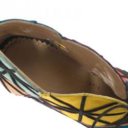Charlotte Olympia Multicolor Satin Parasol Platform Sandals Size 41