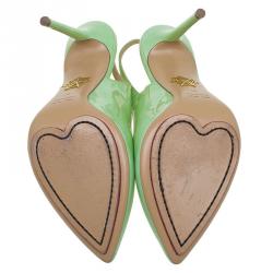 Pre Owned حذاء كعب عالي شارلوت أوليمبيا مونرو جلد أخضر لامع بفتحة ك عب مقاس 40