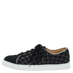 Charlotte Olympia Black Canvas Web Sneakers Size 38