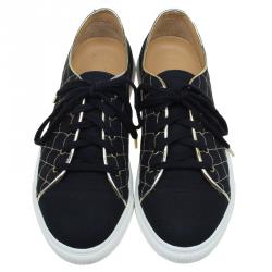 Charlotte Olympia Black Canvas Web Sneakers Size 38