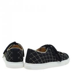 Charlotte Olympia Black Canvas Web Sneakers Size 38
