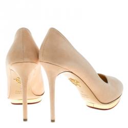 Pre Owned Charlotte Olympia Blush Pink Suede Dotty Platform Pumps Size 40