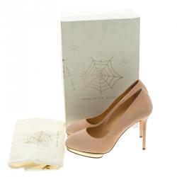 Pre Owned Charlotte Olympia Blush Pink Suede Dotty Platform Pumps Size 40