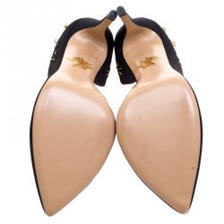 Pre Owned حذاء كعب عالي شارلوت أوليمبي ا فايي دورسي قماش أسود مزخرف مقاس 39.5