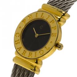 Pre Owned Charriol Black Gold-Plated Stainless Steel St. Tropez Women's Wristwatch 24MM