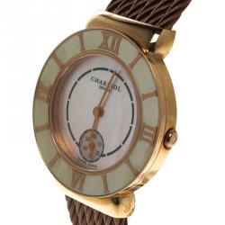 Charriol Mother of Pearl Rose Gold Tone Stainless Steel St-Tropez Women's Wristwatch 30MM