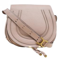 Chloe Blush Nude Leather Medium Marcie Crossbody Bag