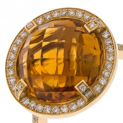 Chaumet Attrape Moi Citrine Diamond Yellow Gold Ring Size 54