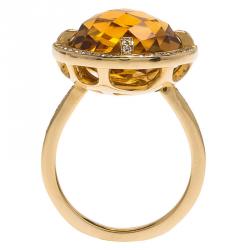 Chaumet Attrape Moi Citrine Diamond Yellow Gold Ring Size 54