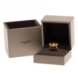 Chaumet Attrape Moi Citrine Diamond Yellow Gold Ring Size 54