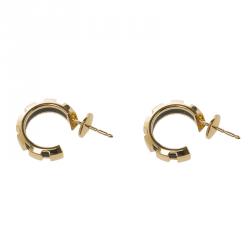 Chaumet 18K Yellow Gold & Black Insert Hoop Earrings