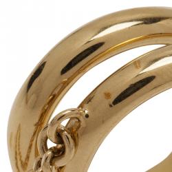 Pre Owned Chloe Two Chain Gold Tone Ring