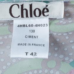 Pre Owned بلوزة كلوي حرير طباعة ألوان فاتحة بأكمام طويلة L