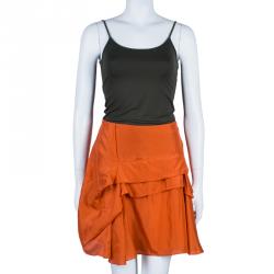 Pre Owned Chloe Coral Silk Layered Skirt M