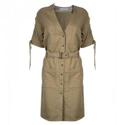 Pre Owned Chloe Beige Criss Cross Sleeve Dress M