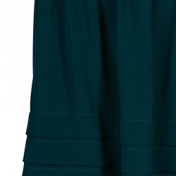 Pre Owned تنورة كلوي حرير خضراء بحافة مكشكشة M